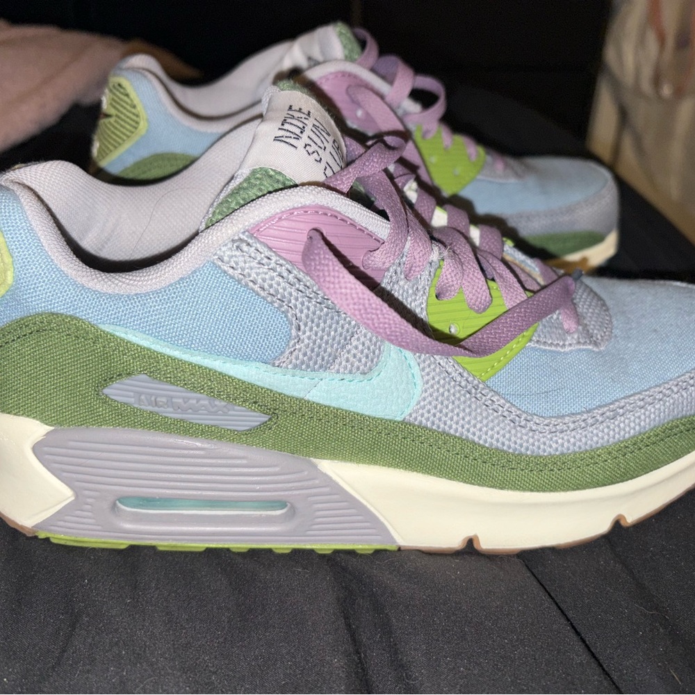 Nike Purple and Green Air Max 90 Sneakers